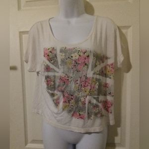 (Clearance) Wet seal white 🤍 floral British flag top